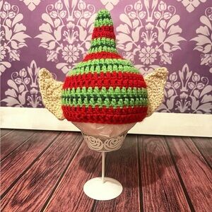 Crochet Striped Elf Hat with Ears